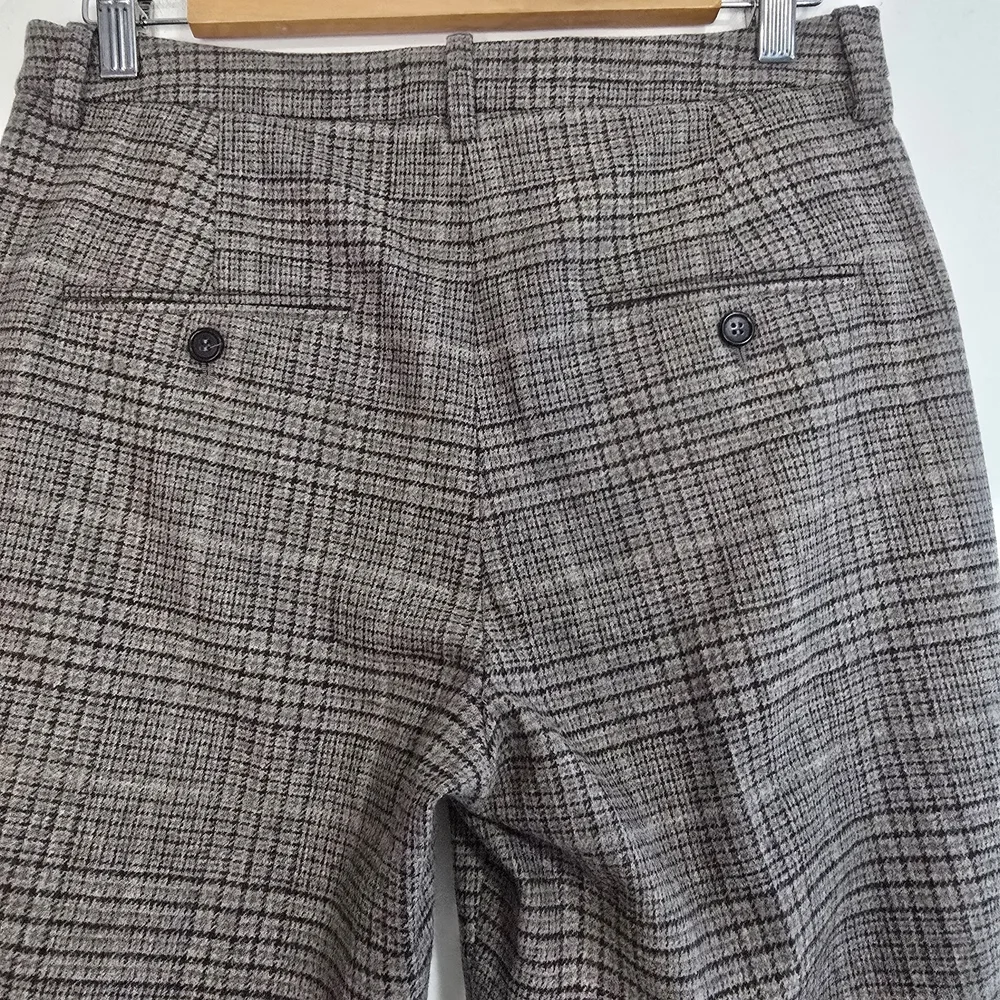 Michael Kors Collection Made in Italy Pure Virgin Wool Plaid Brown Straight Leg - Picture 10 of 13